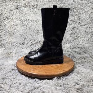 Wonder Nation Girls Youth Sz 4 Black Faux Leather Knee High Studded Riding Boots